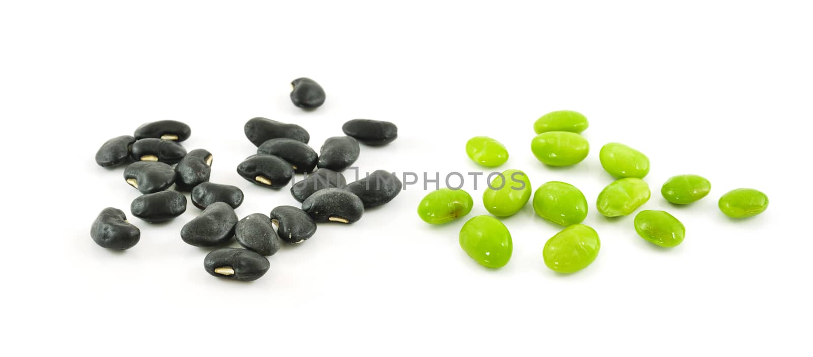 fresh green and black peas isolated on a white background by sommai