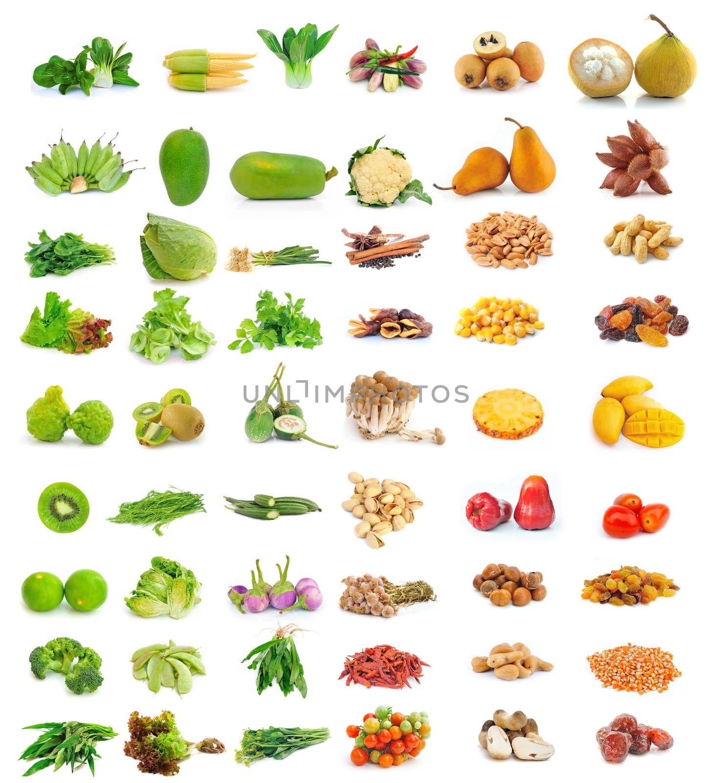 collection of food isolated on white background by sommai