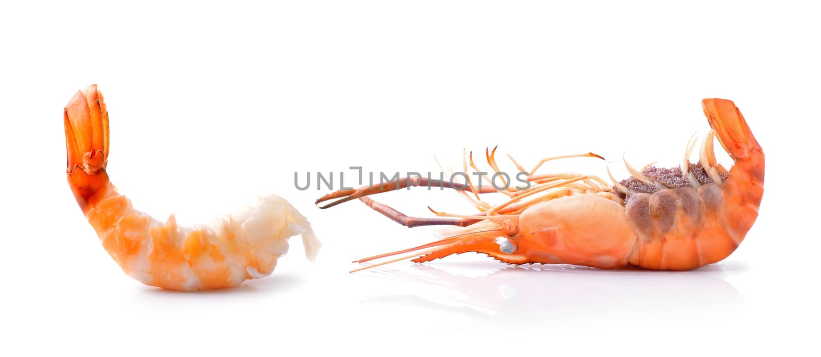 Boiled shrimp isolated on white background by sommai