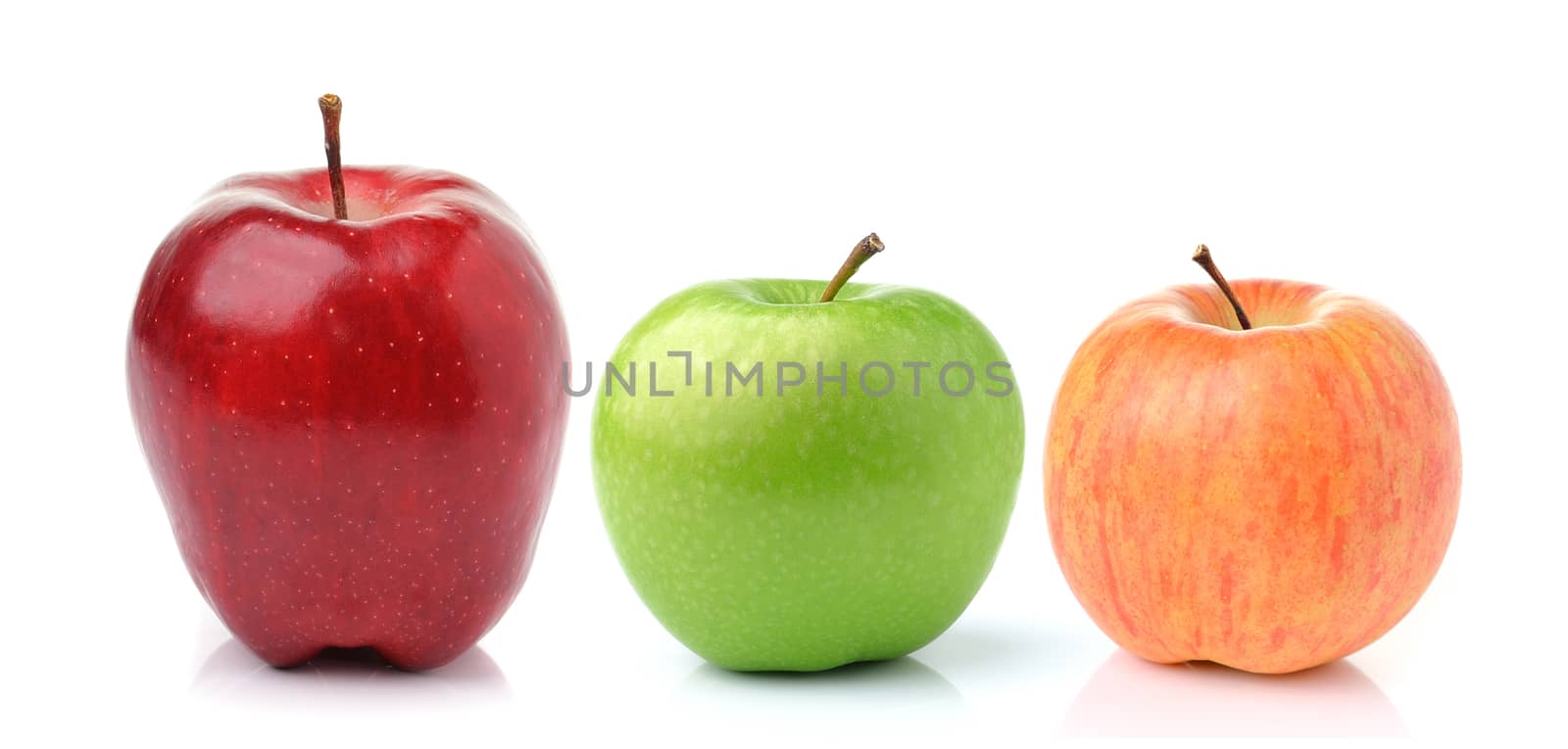 Red and green apple  isolated on white background