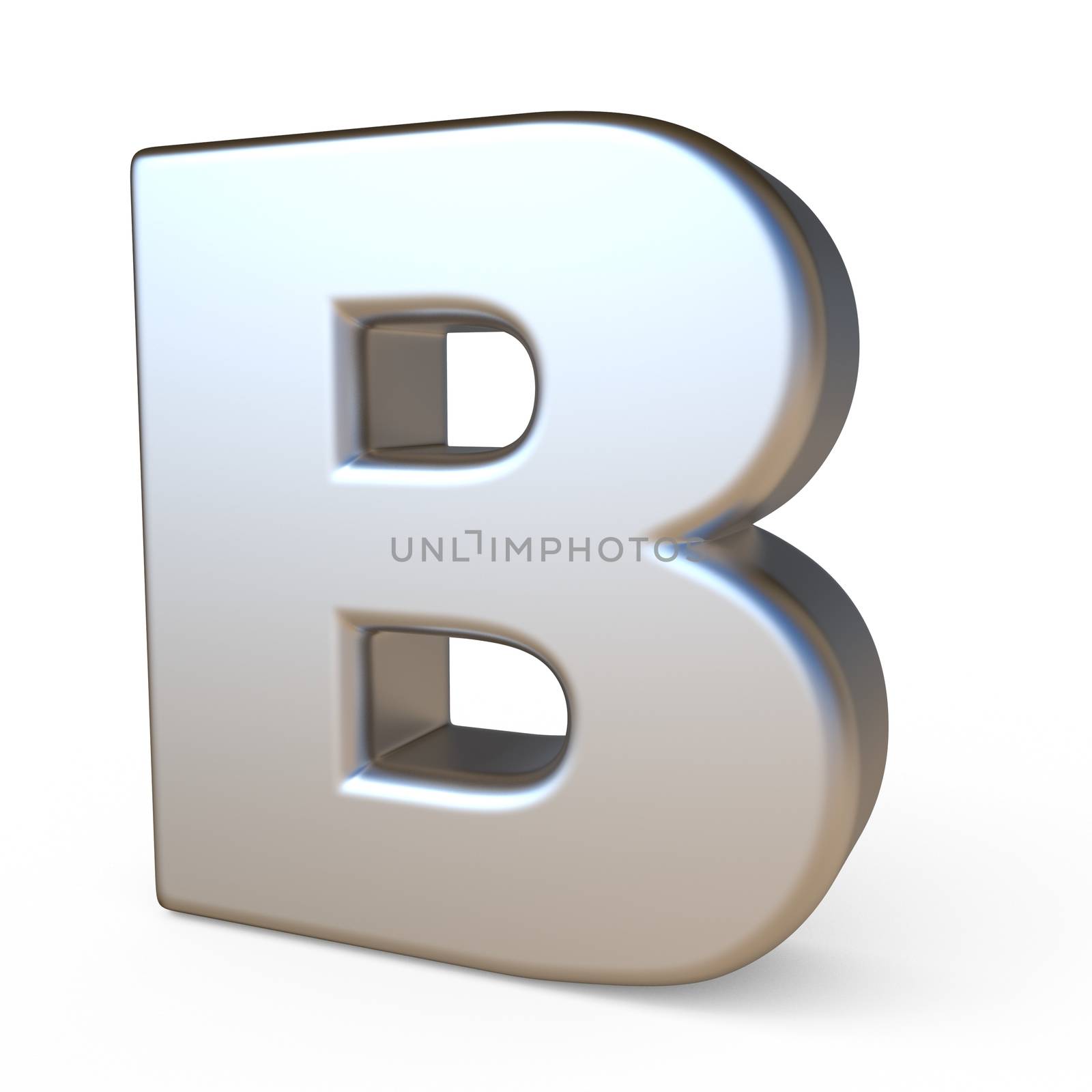 Metal font LETTER B 3D render illustration isolated on white background