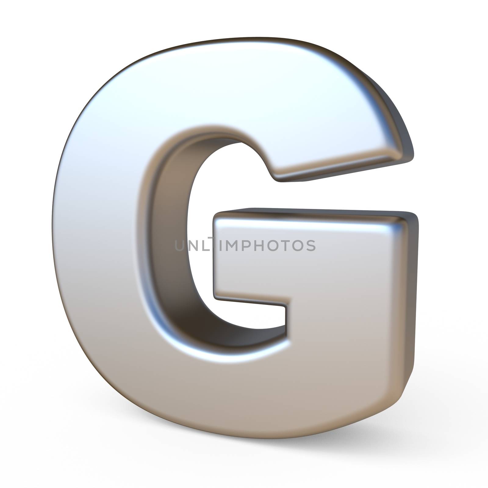 Metal font LETTER G 3D render illustration isolated on white background