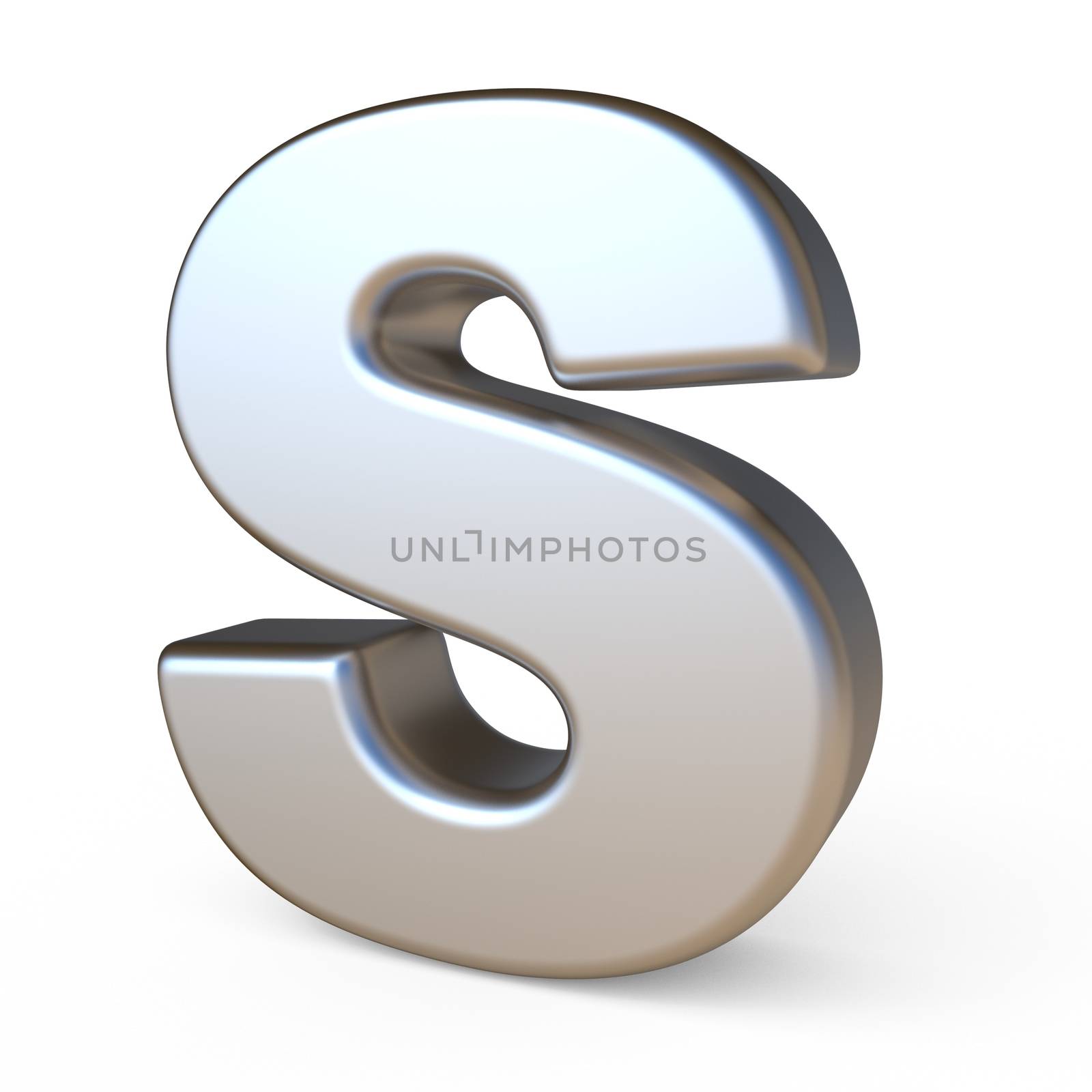 Metal font LETTER S 3D render illustration isolated on white background