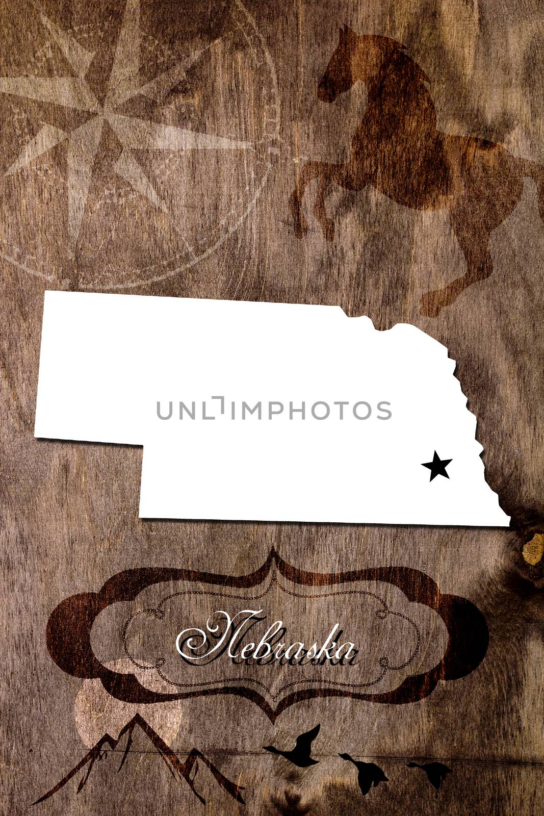 Poster Nebraska state map outline by VIPDesignUSA