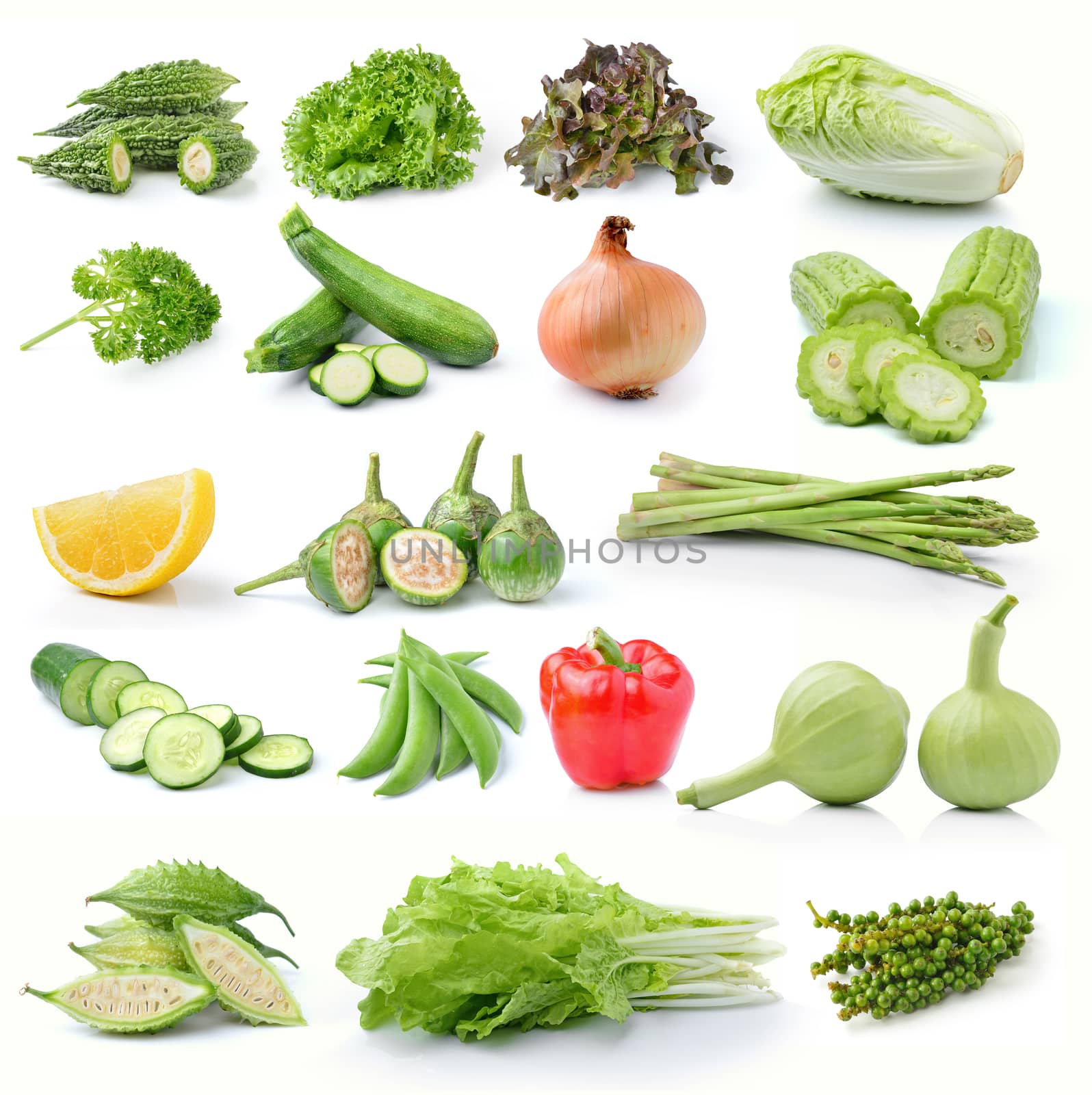 set of vegetable on white background