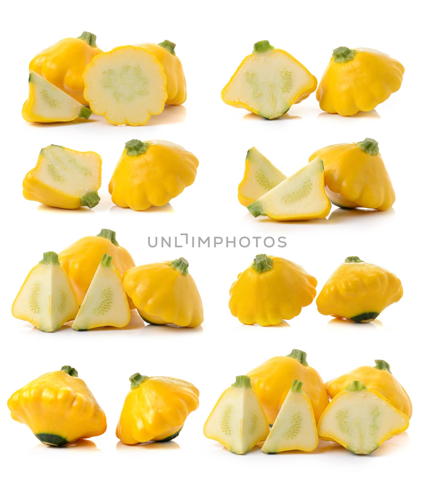 yellow zucchini on white background