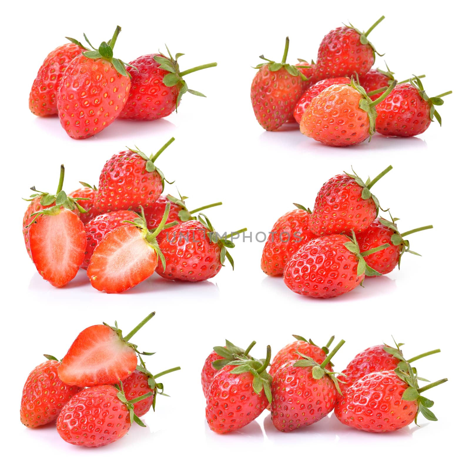 set of Strawberry on white background by sommai