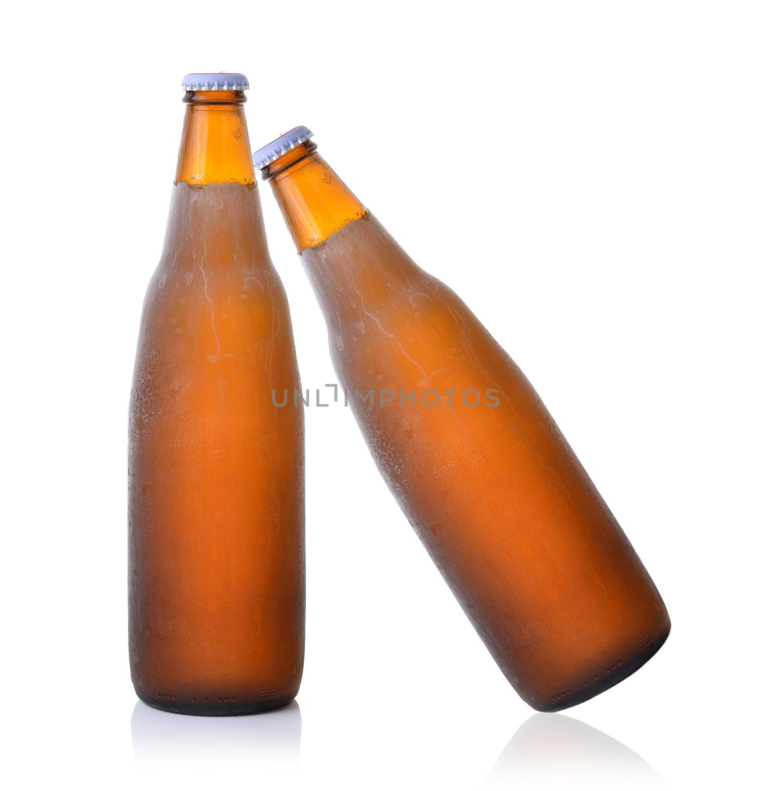 Beer bottle on white background