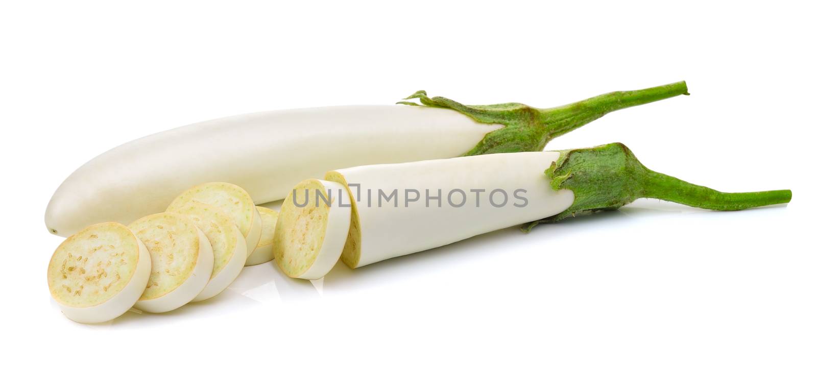 White eggplant on white background