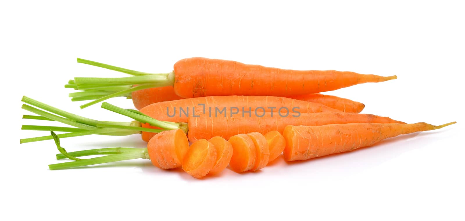  baby carrots isolated on a  white background