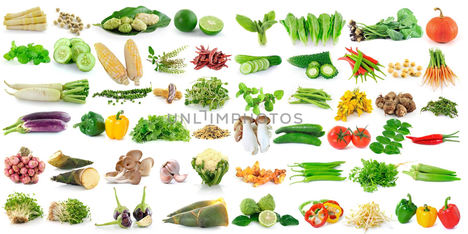 fresh vegetable on white background by sommai