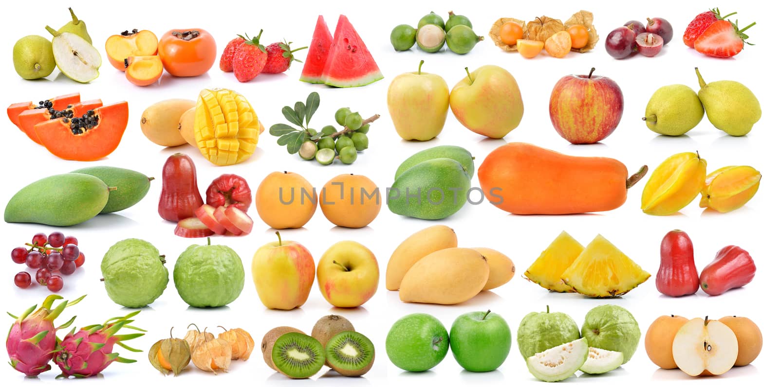 fruit collection isolated on white background by sommai