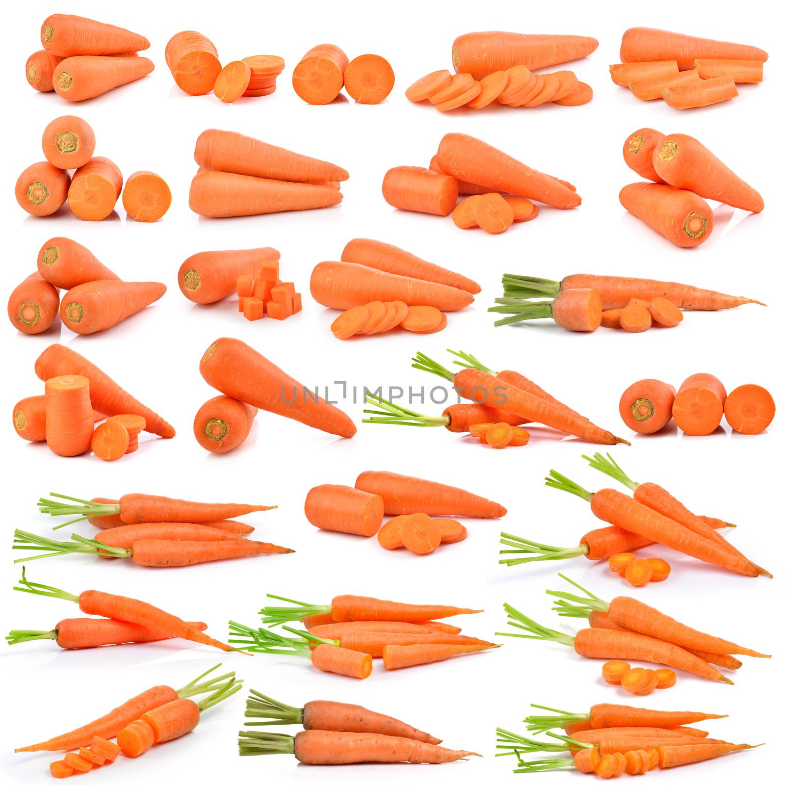 fresh carrots isolated on a  white background