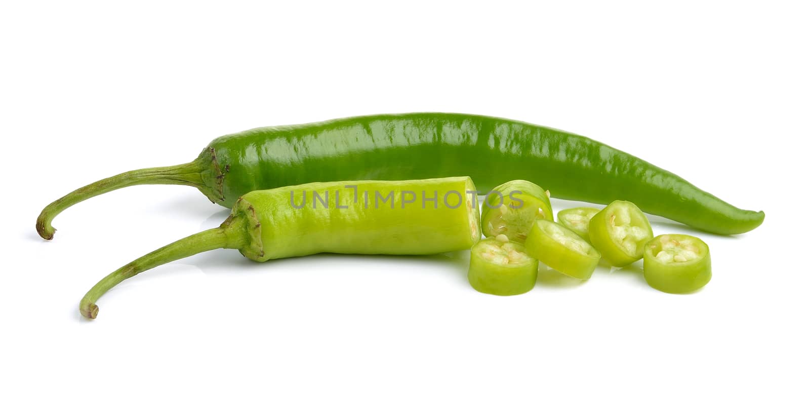 Green peppers isolated on white background by sommai