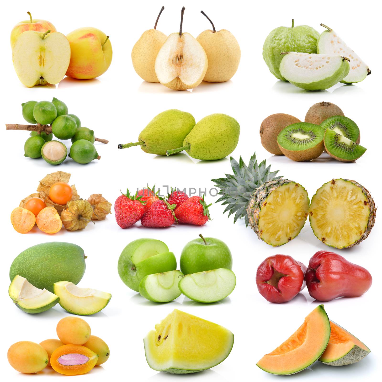 fruit collection isolated on white background