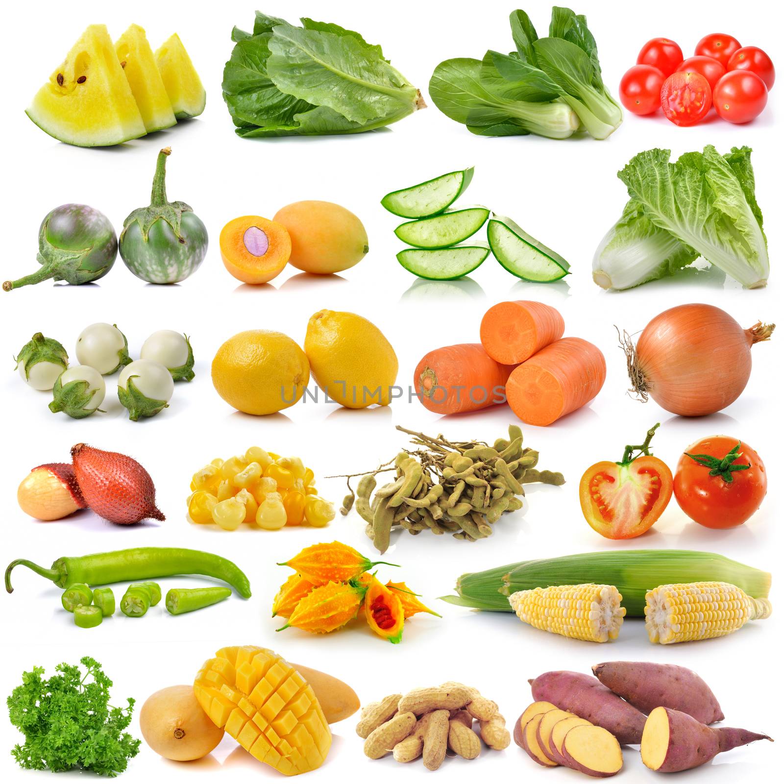 set of fruit and vegetable on white background