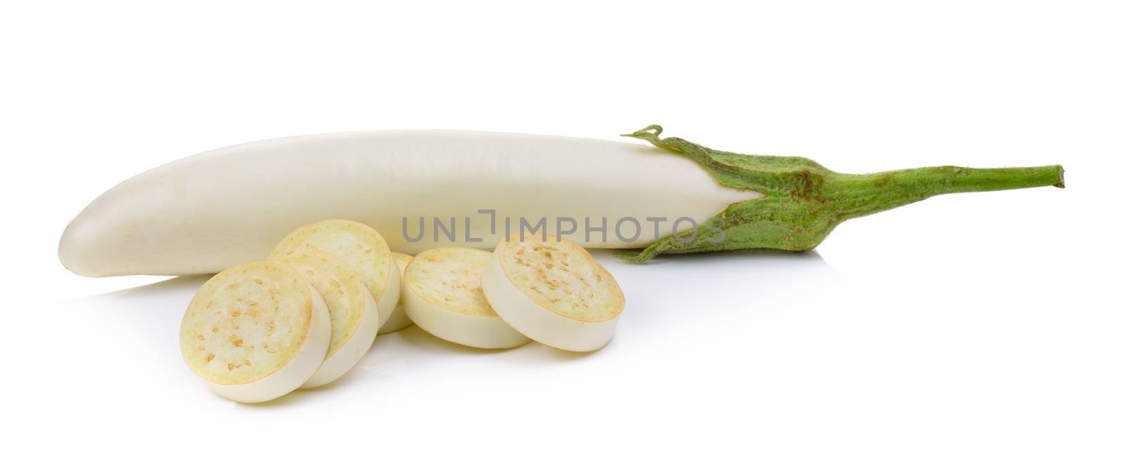 White eggplant on a over white background by sommai