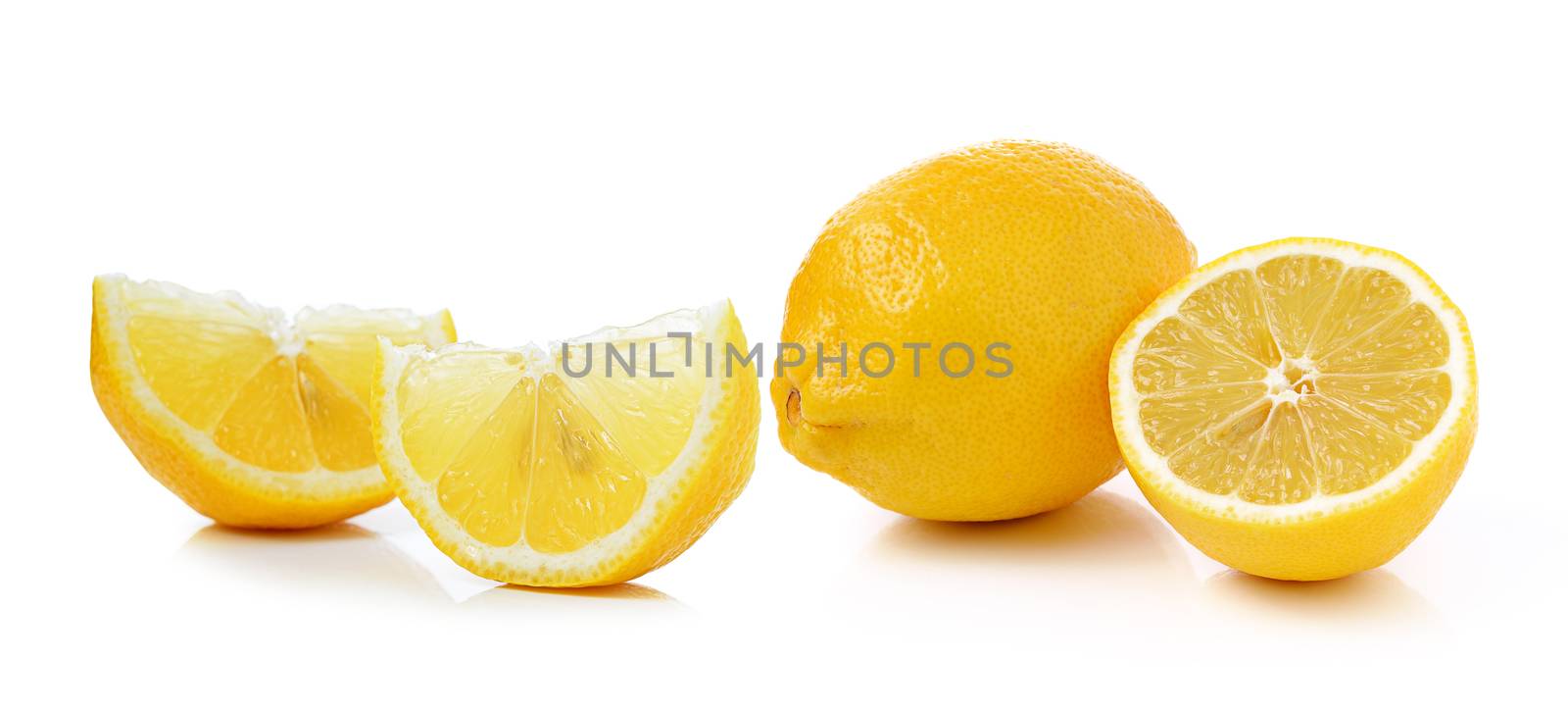 Fresh slice lemon on white background by sommai