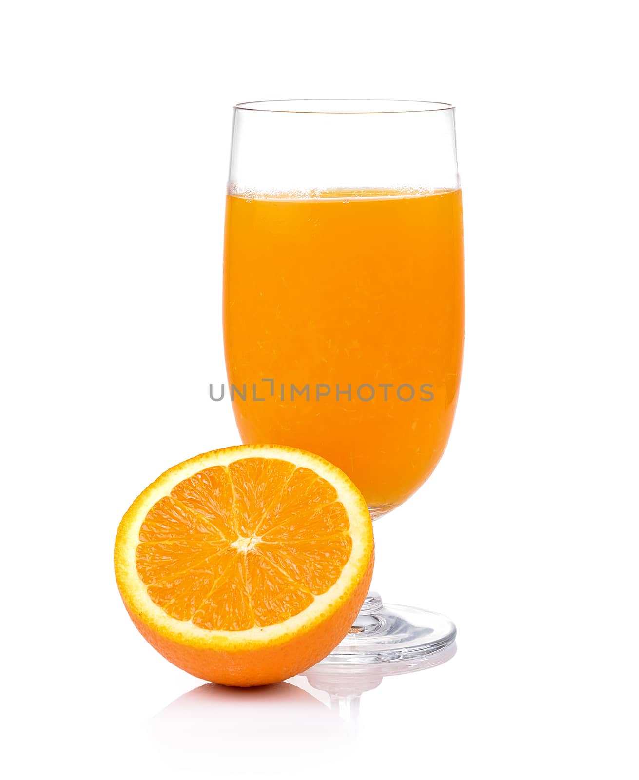 Orange juice and orange isolated on white background by sommai