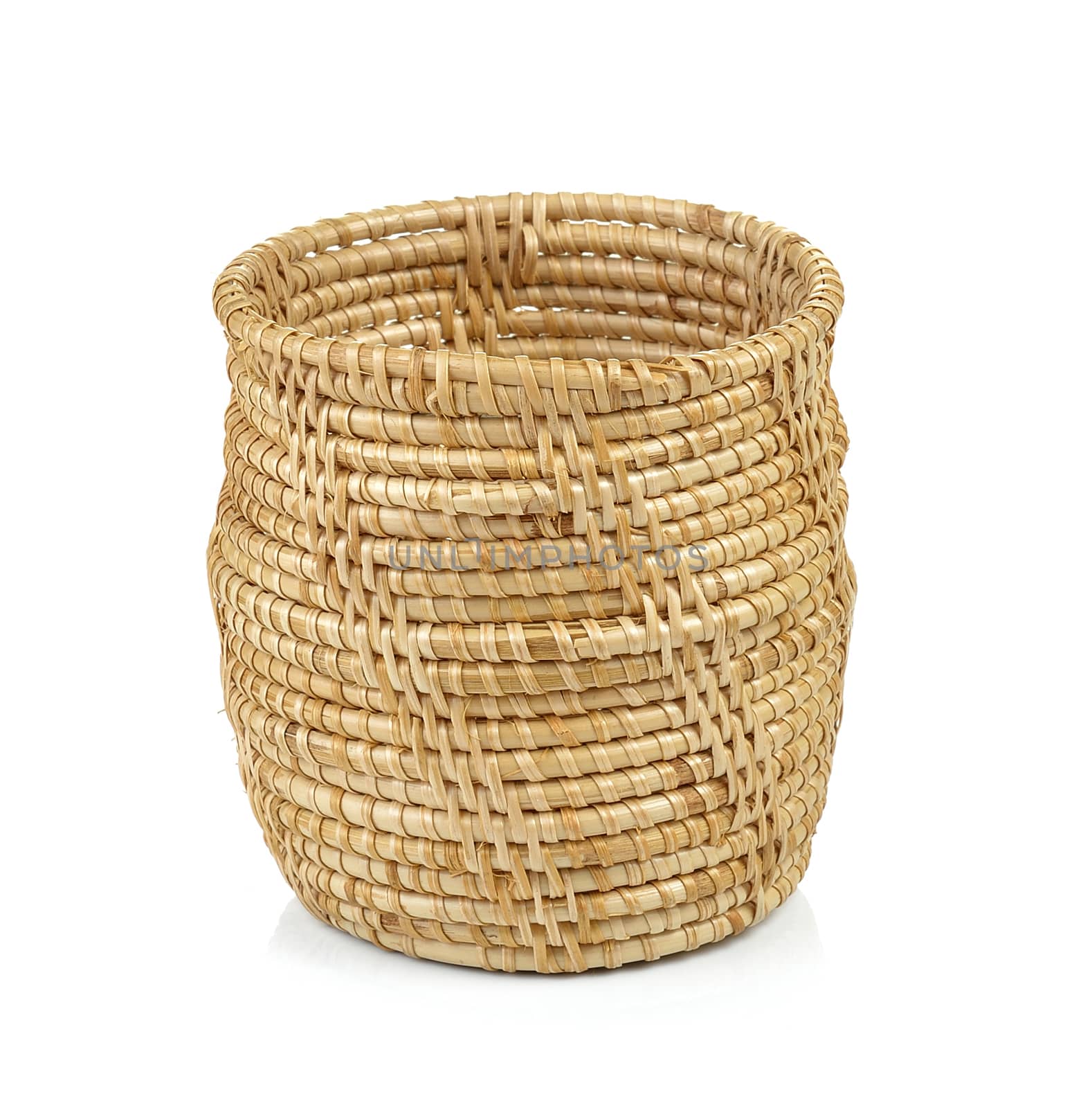 wood basket pot on isolated background by sommai