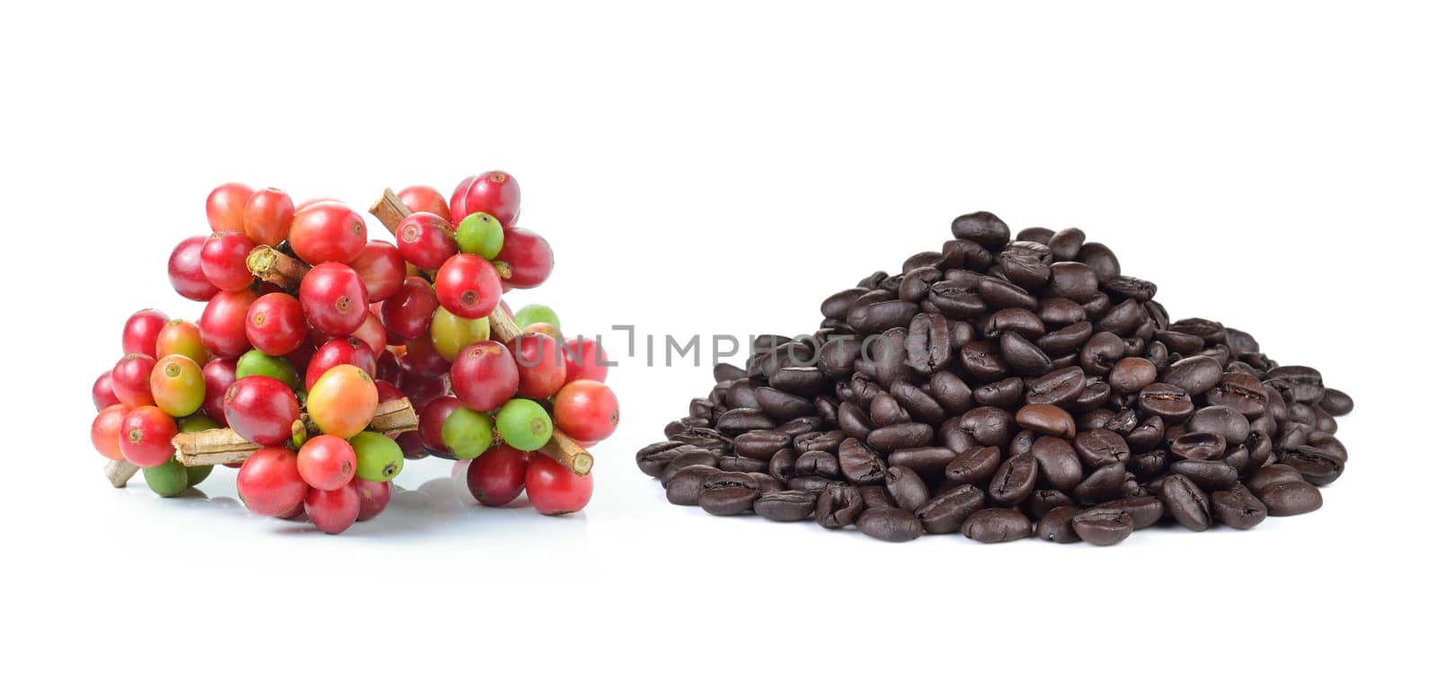 coffee beans on white background by sommai