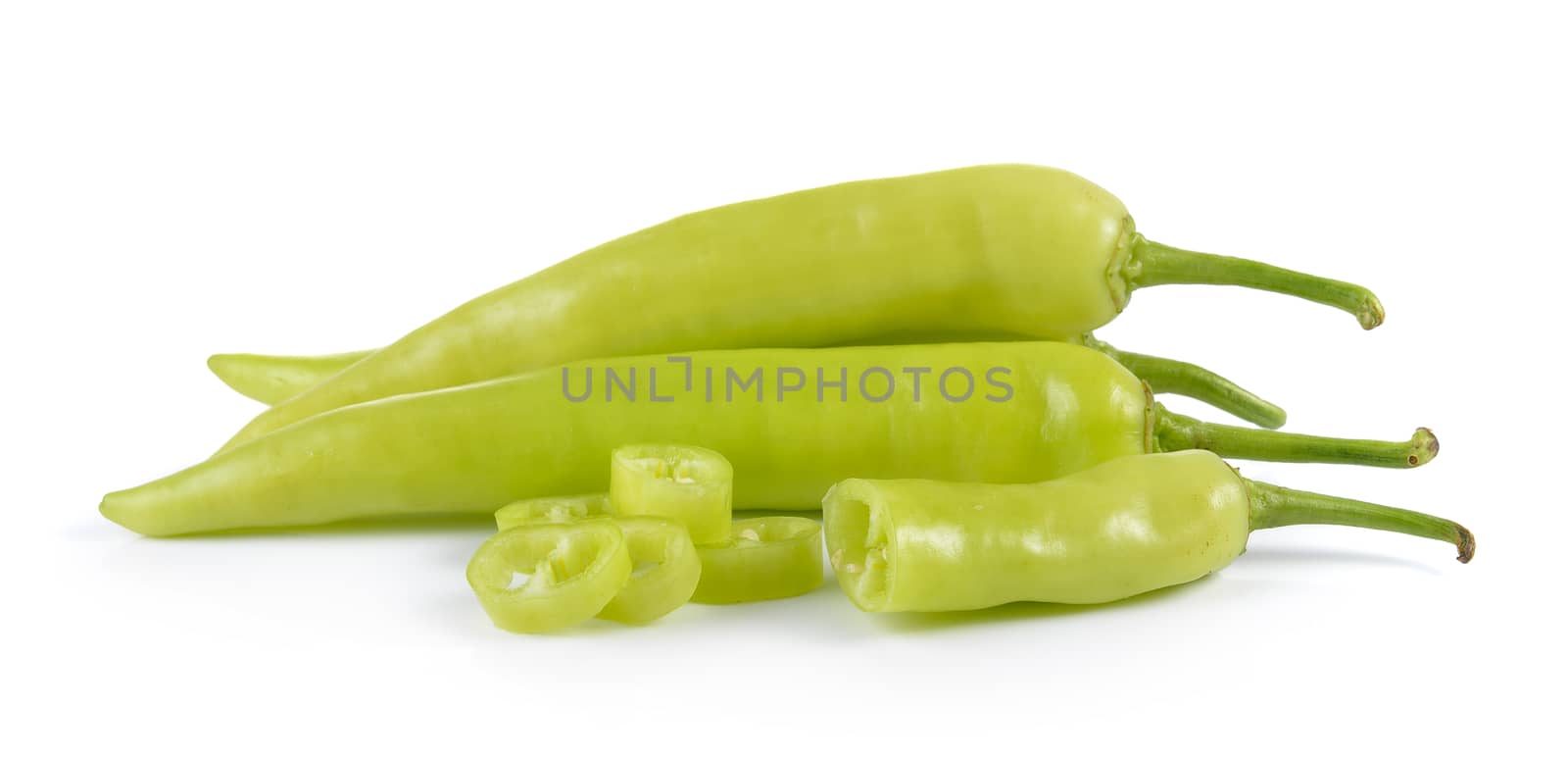 Green peppers isolated on white background by sommai