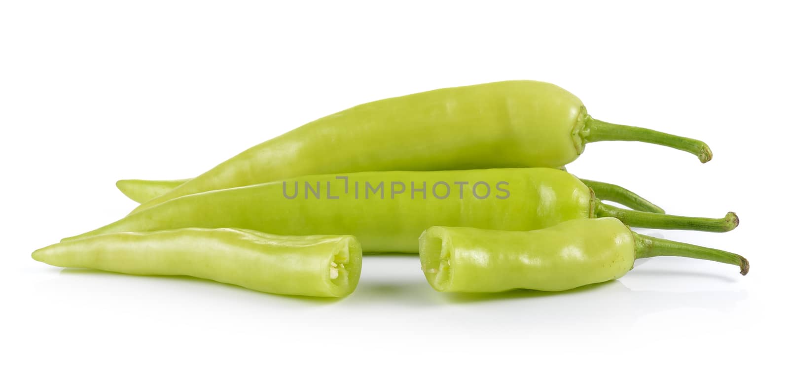 Green peppers isolated on white background by sommai