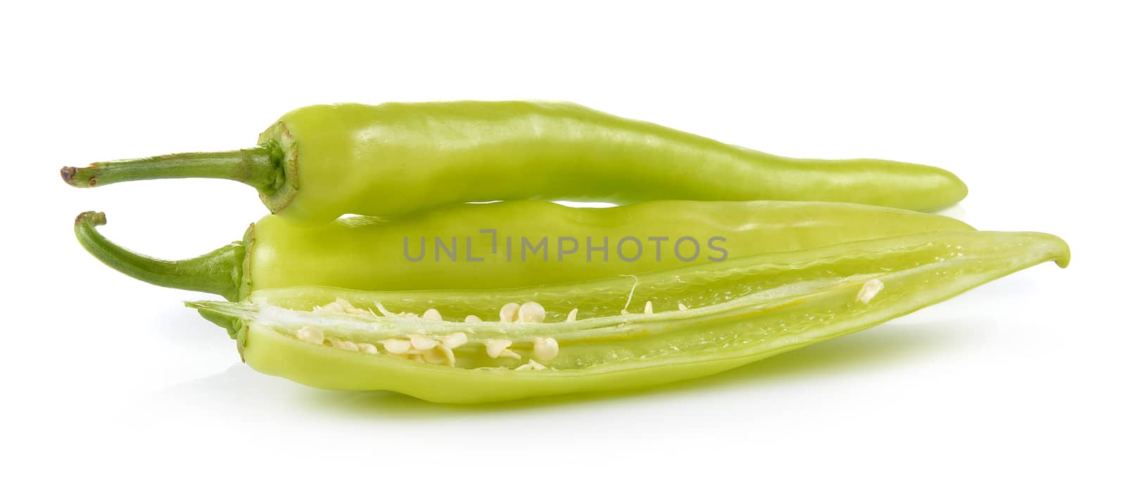 Green peppers isolated on white background