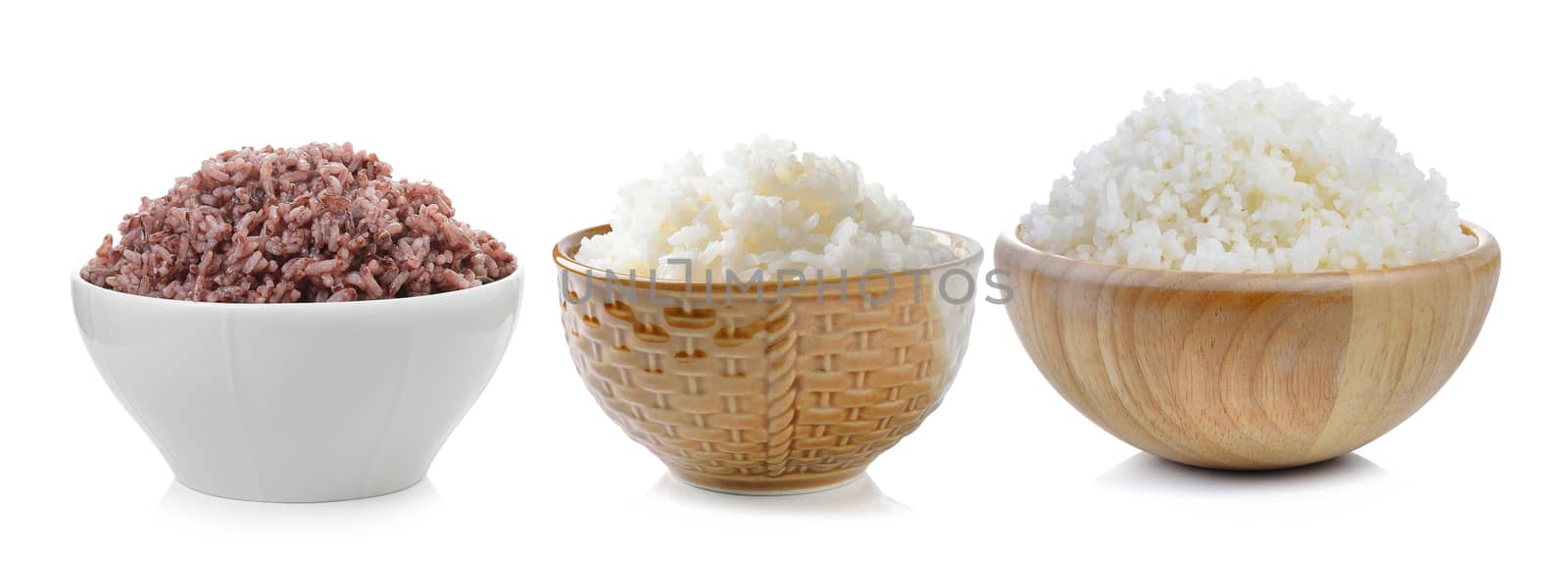 rice in  bowl on white background by sommai