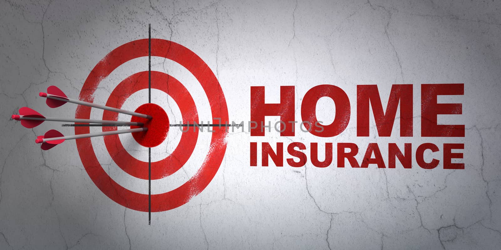 Insurance concept: target and Home Insurance on wall background by maxkabakov