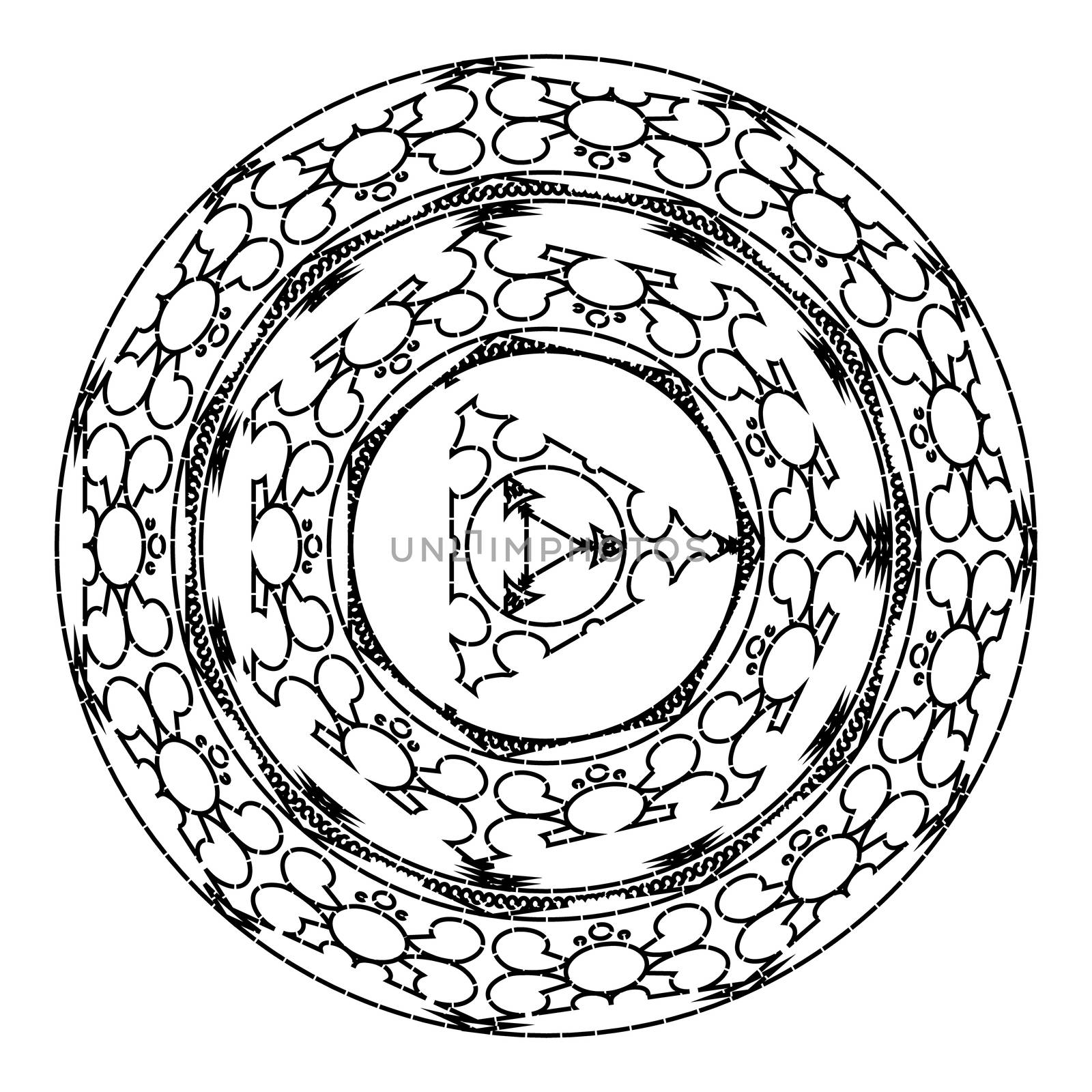 Mandalas for coloring book. Decorative black and white round outline ornament. Unusual flower shape. Oriental and anti-stress therapy patterns. yoga logos design element.