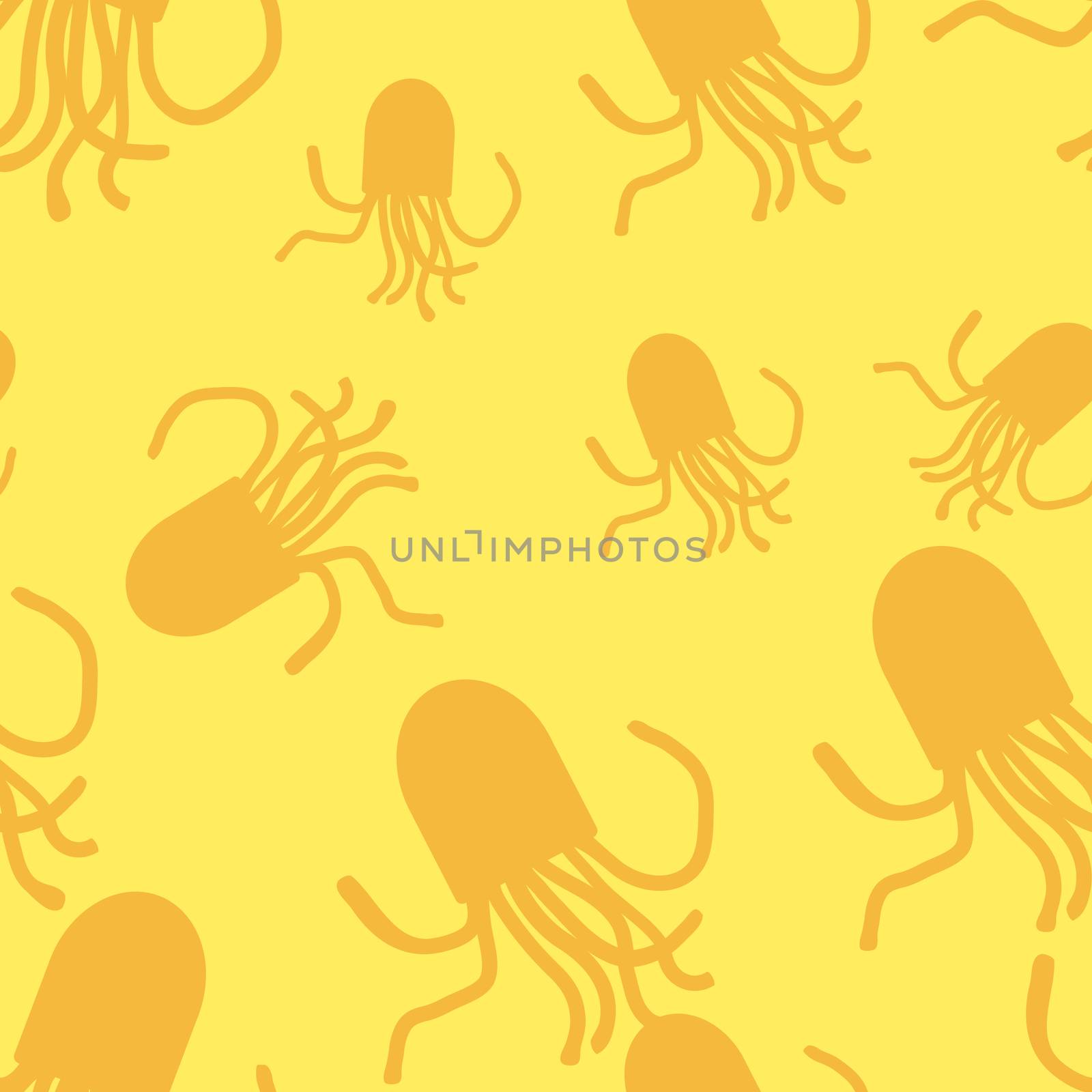  Octopus seamless pattern. For fabric or cosmetic, background or packaging design. Yellow and gold