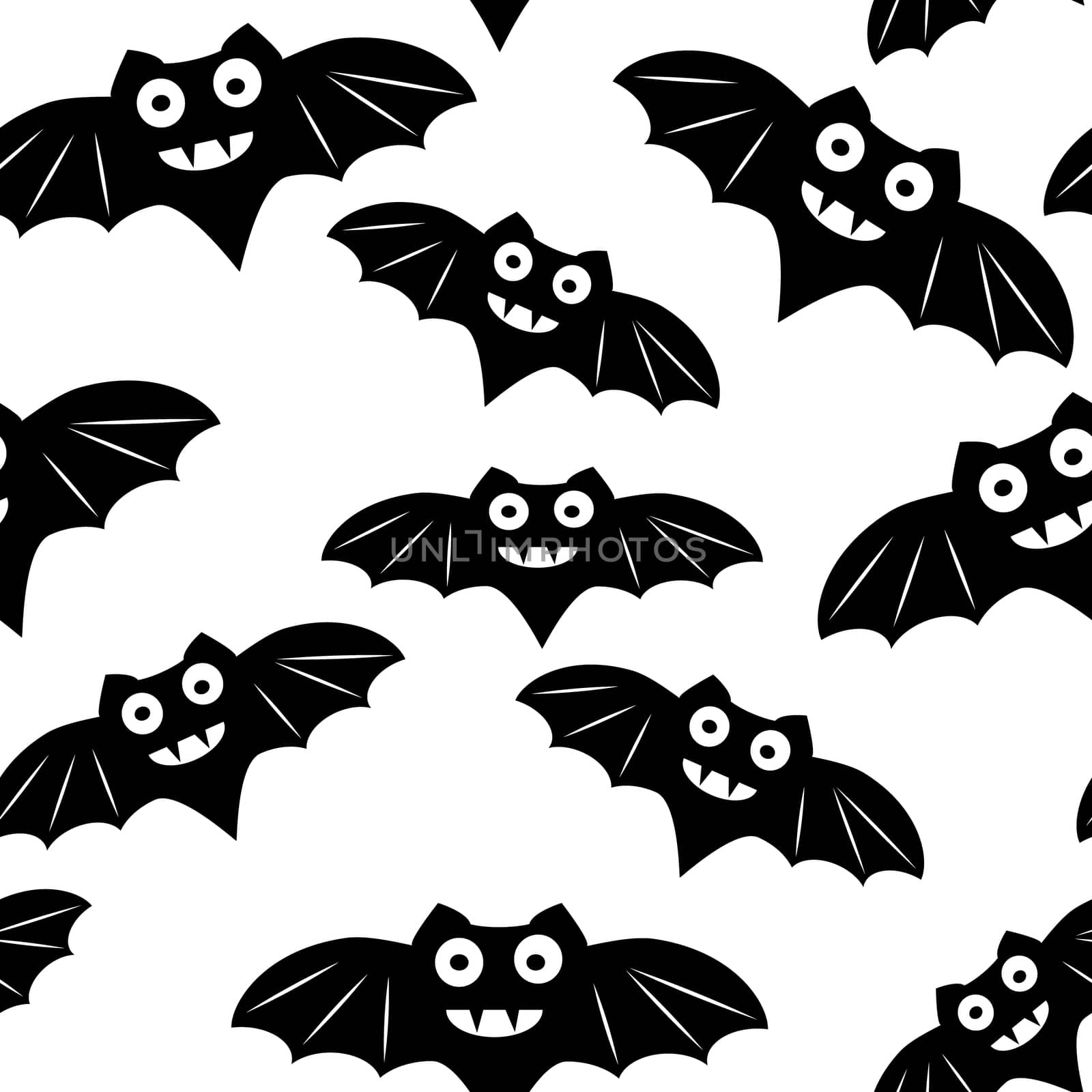 Halloween seamless pattern with black bat. Beautiful background for decoration halloween designs. Cute minimalistic art elements on white backdrop.