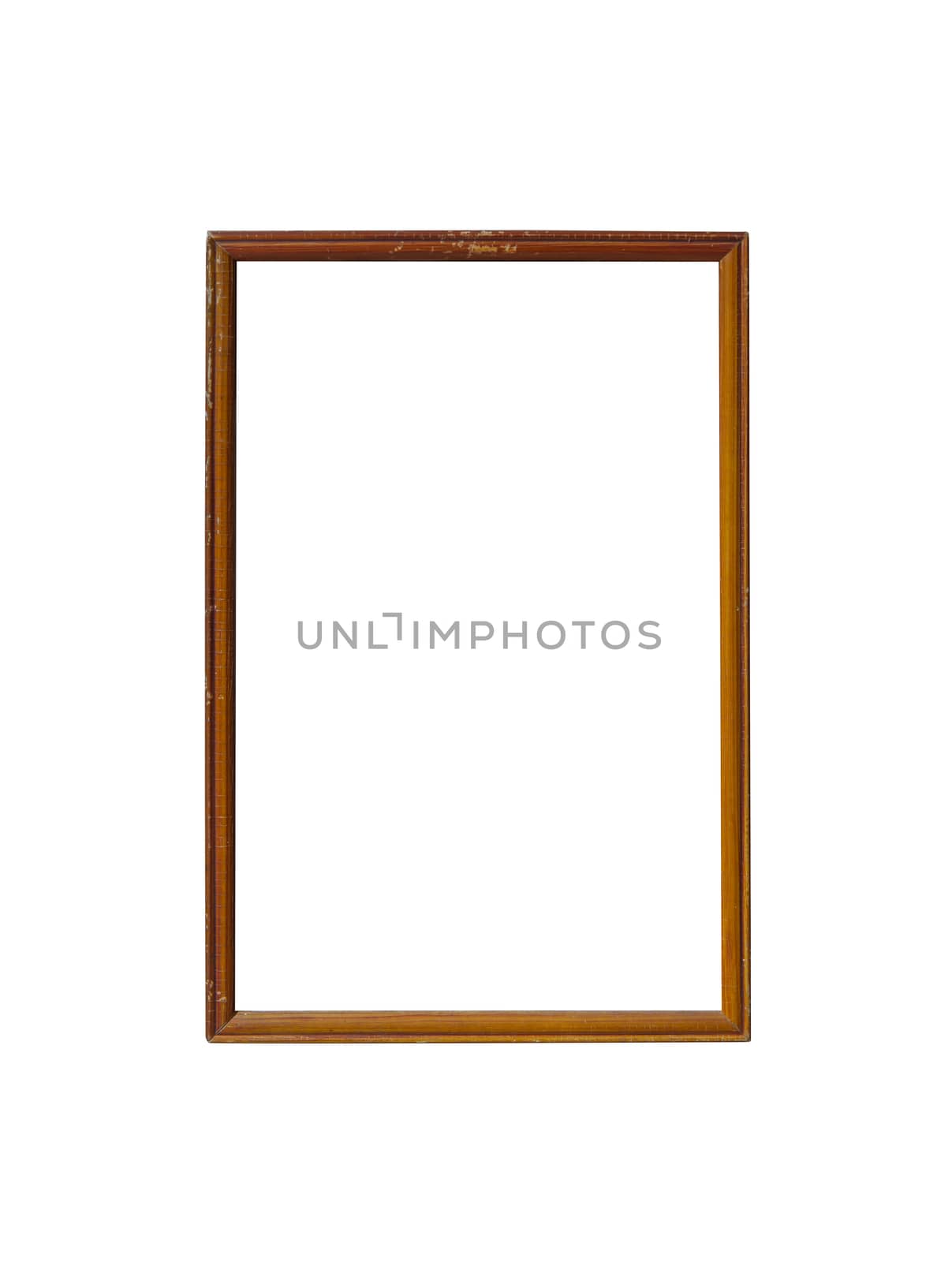 wood empty picture frame Isolated on white background.