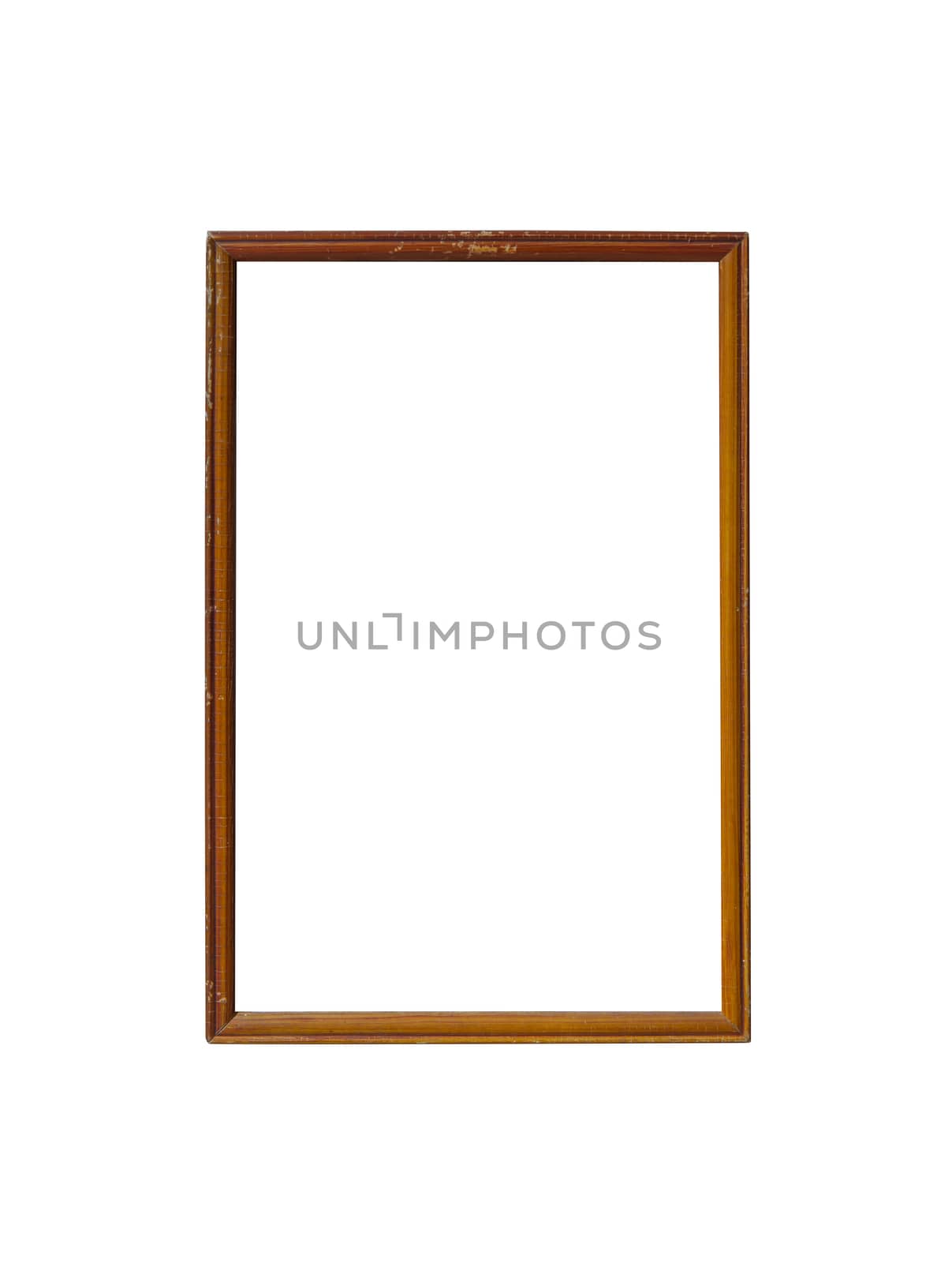 wood empty picture frame Isolated on white background.