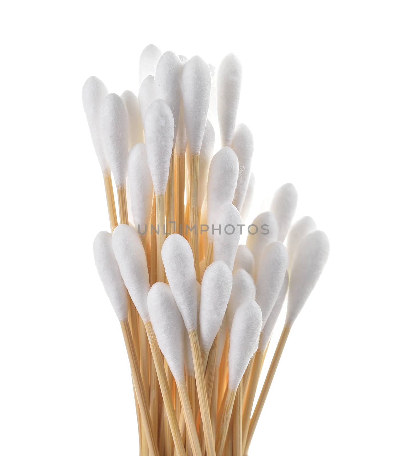 cotton bud on white background by sommai