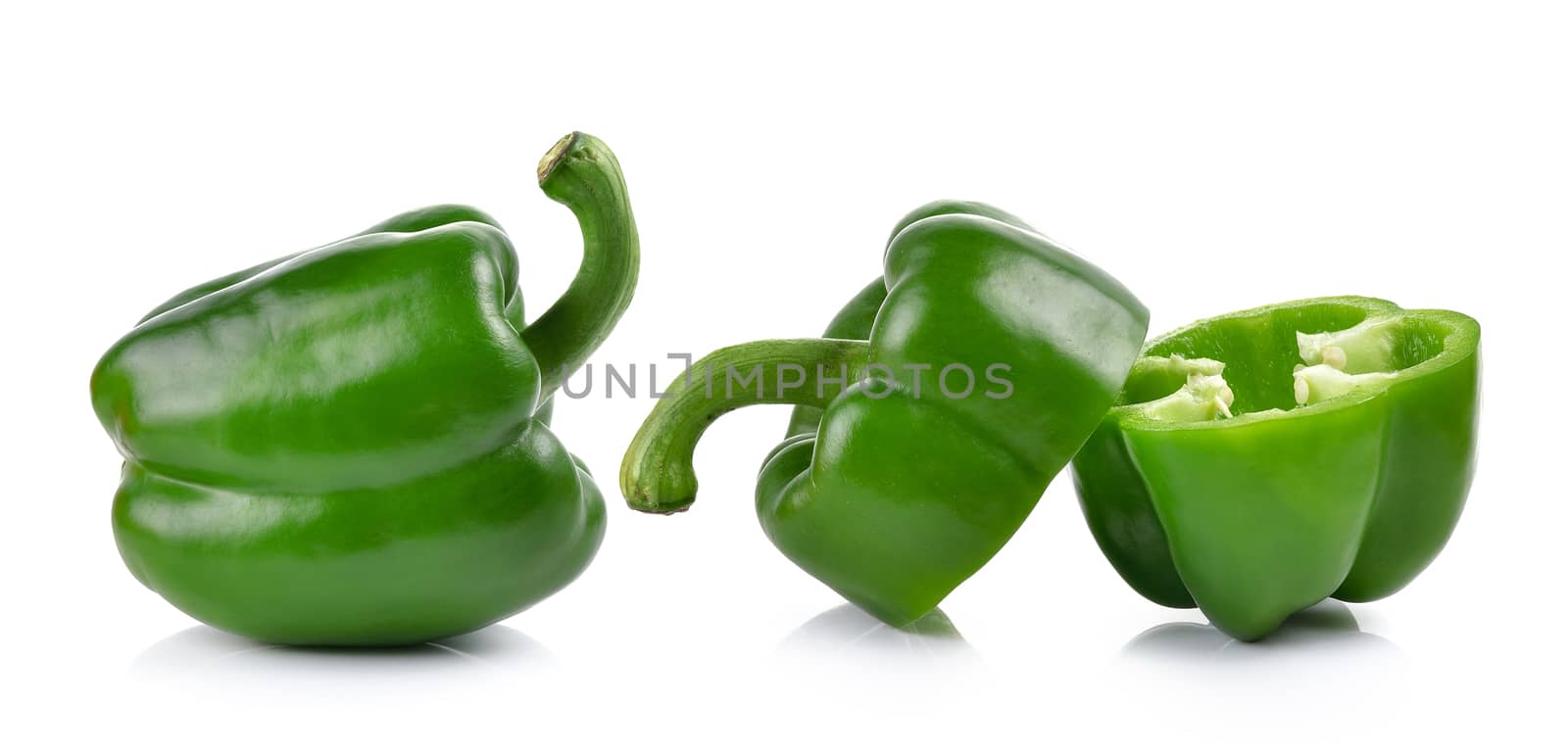 green pepper on white background by sommai