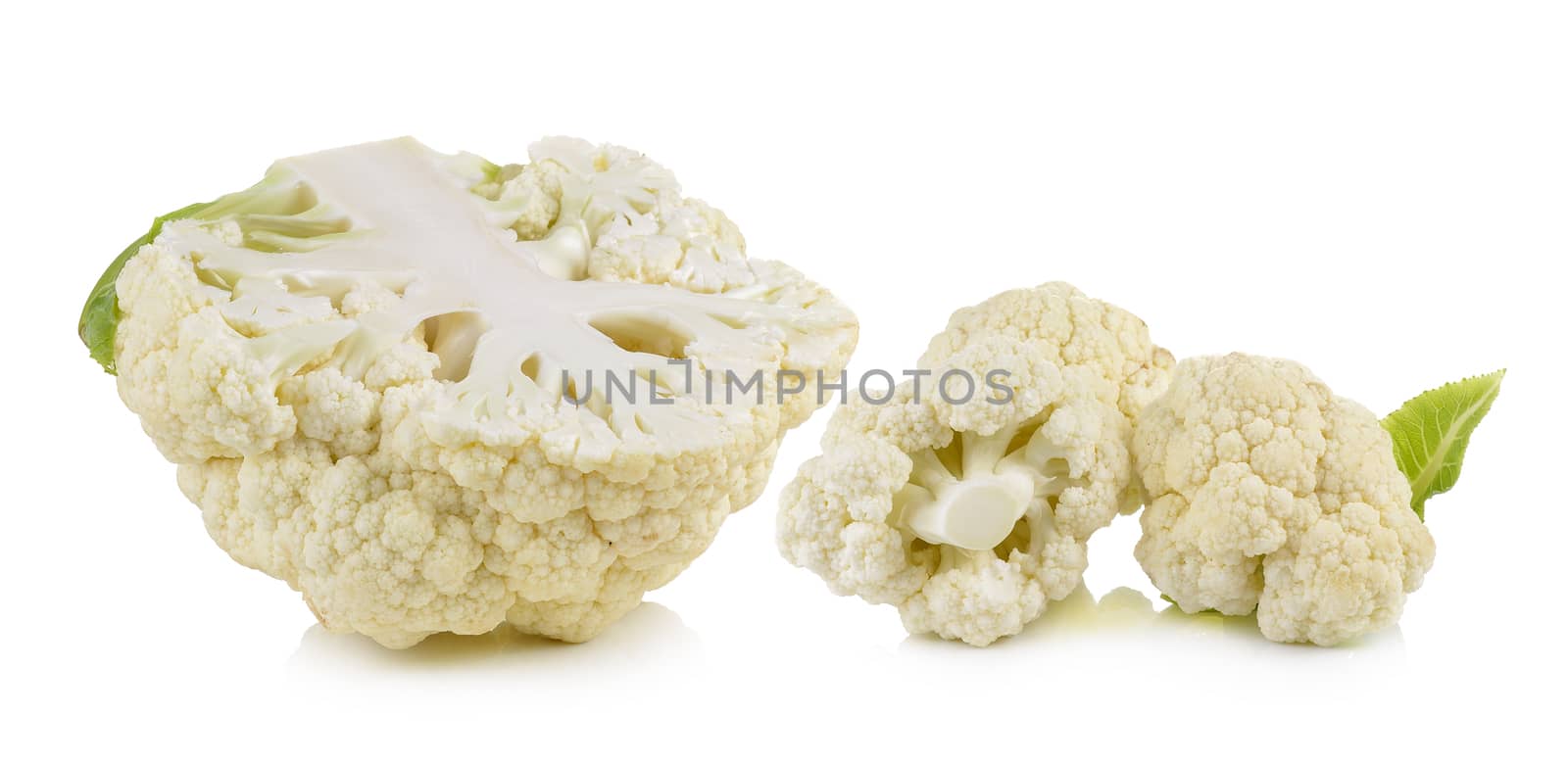 fresh cauliflower on white background