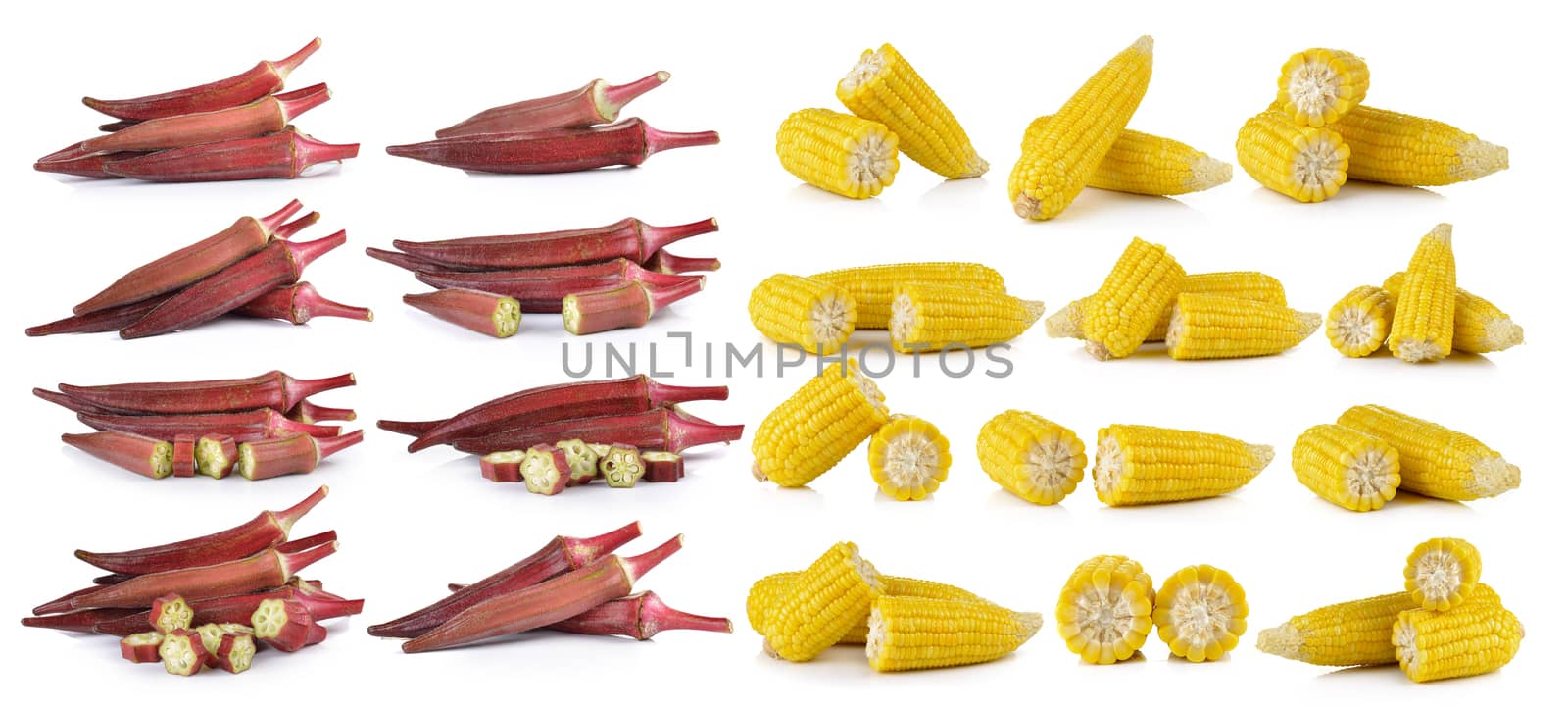 red roselle and corn on white background by sommai