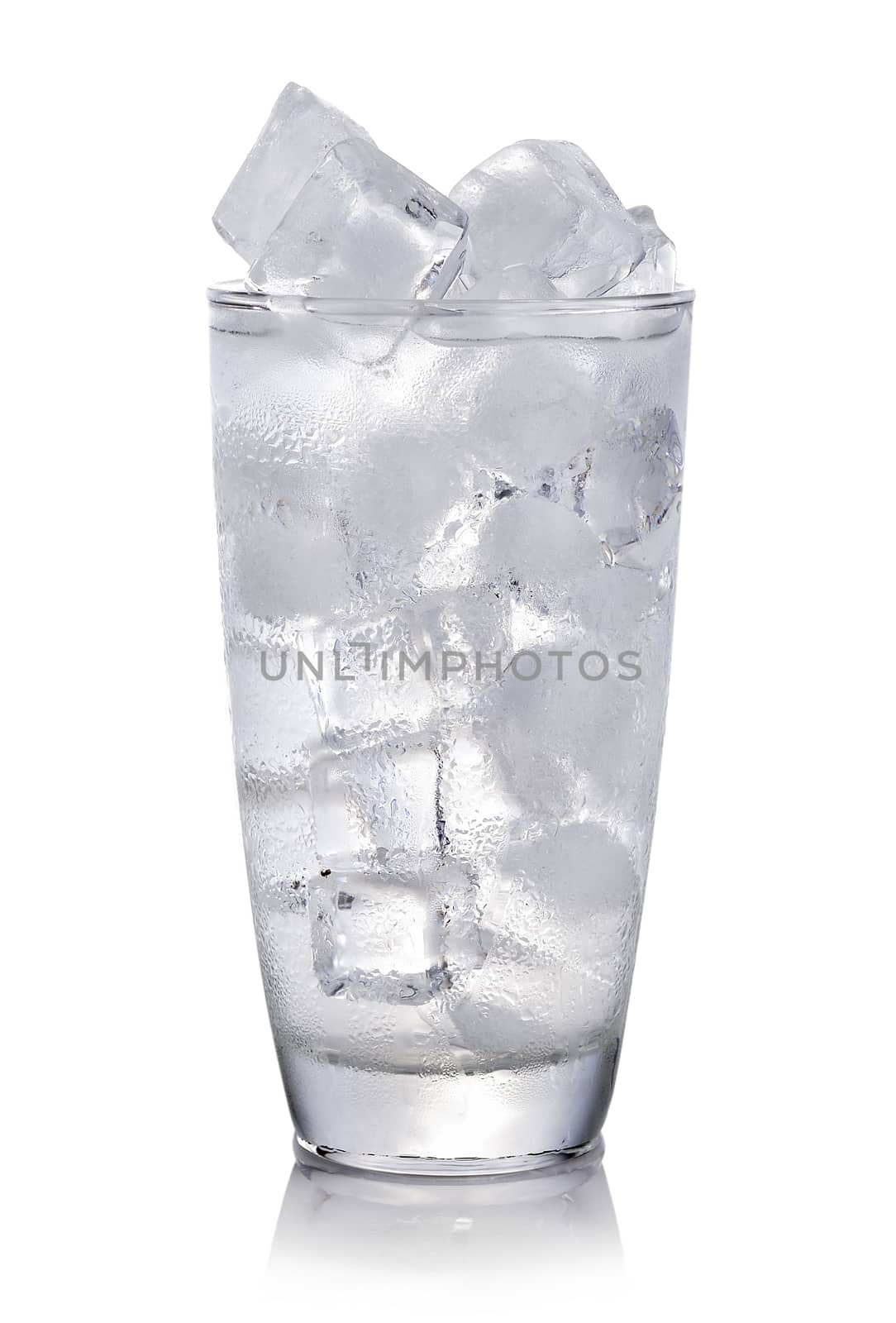Glass with ice cubes. Isolated on white background