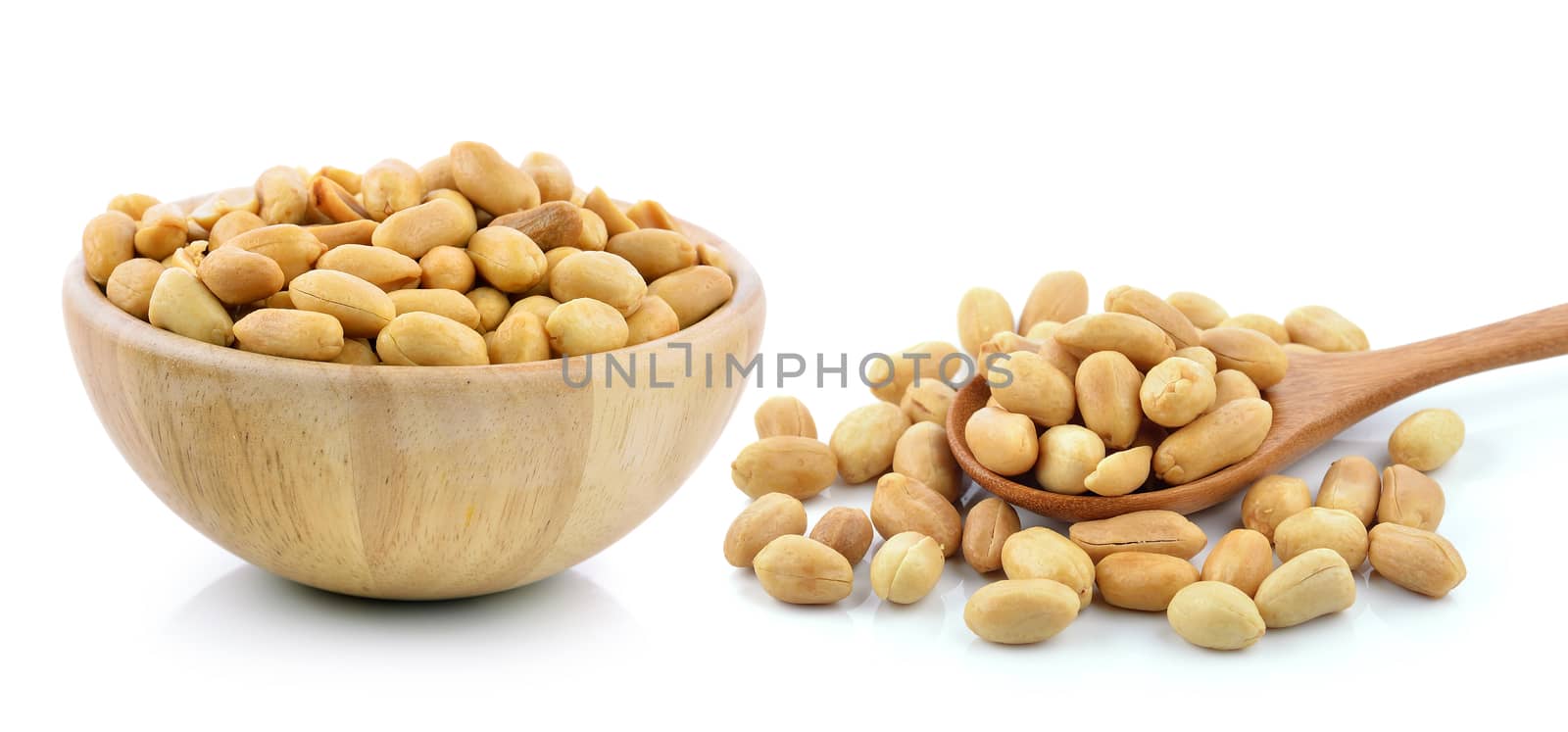 peanuts on white background by sommai