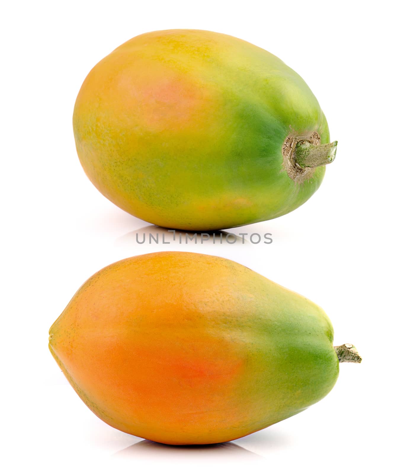 ripe papaya isolated on a white background by sommai