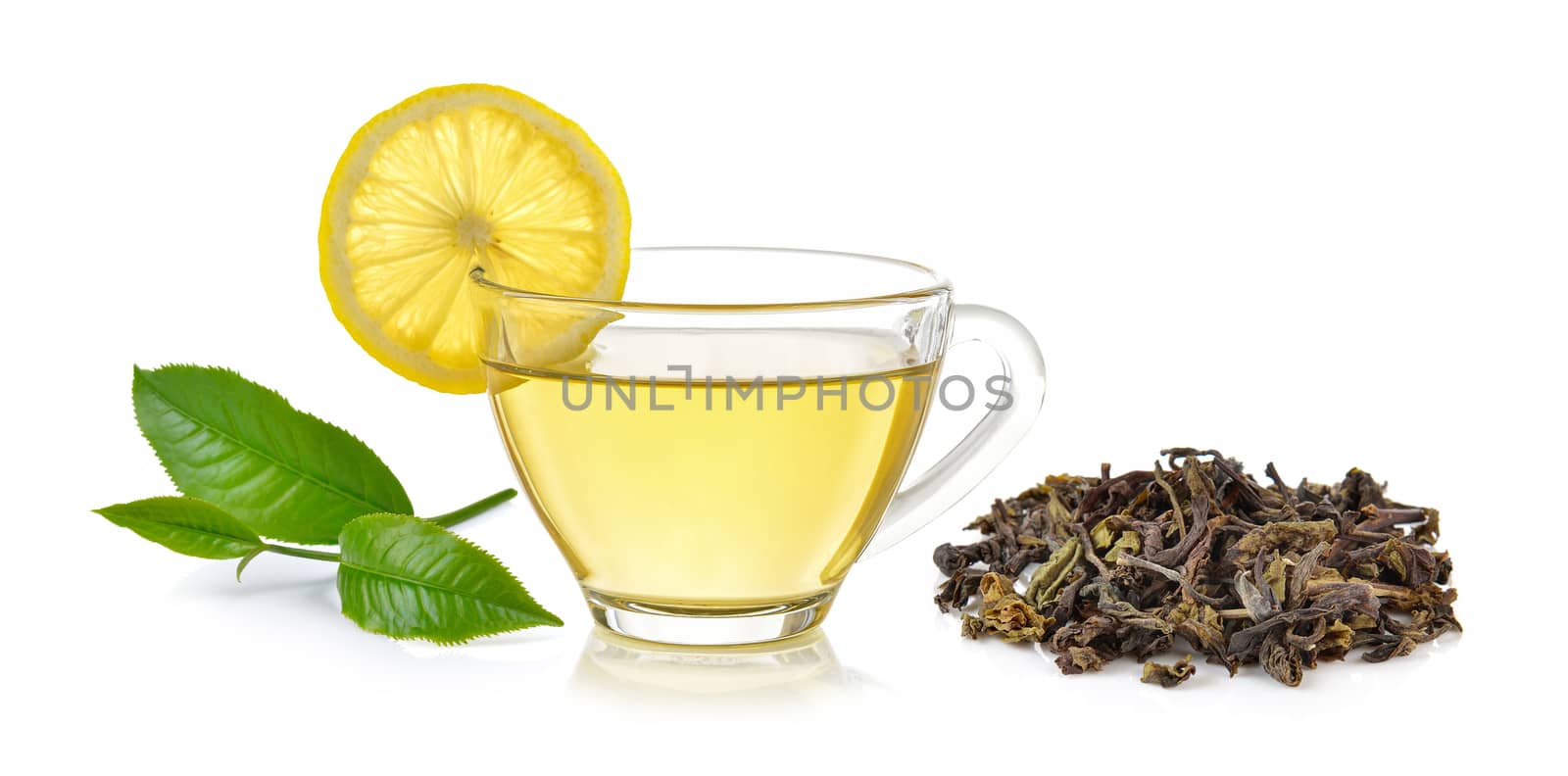 glass of lemon tea on white background by sommai