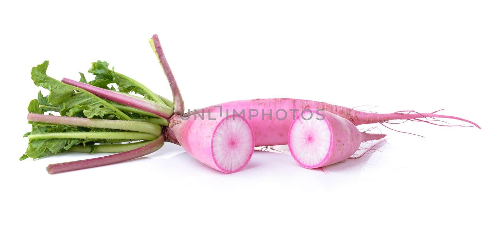  radishes isolated on white background by sommai