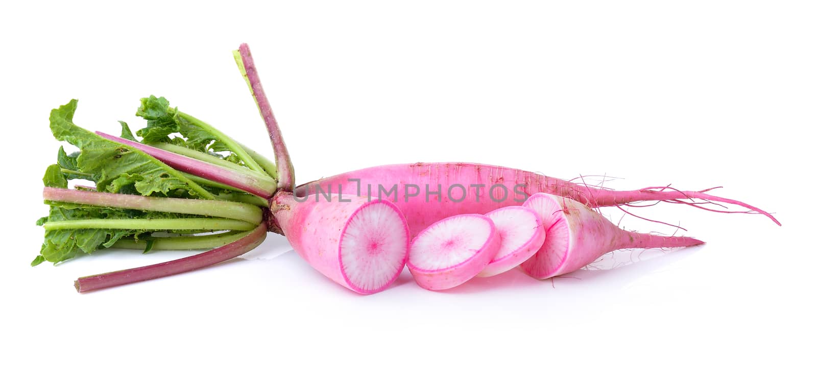  radishes isolated on white background