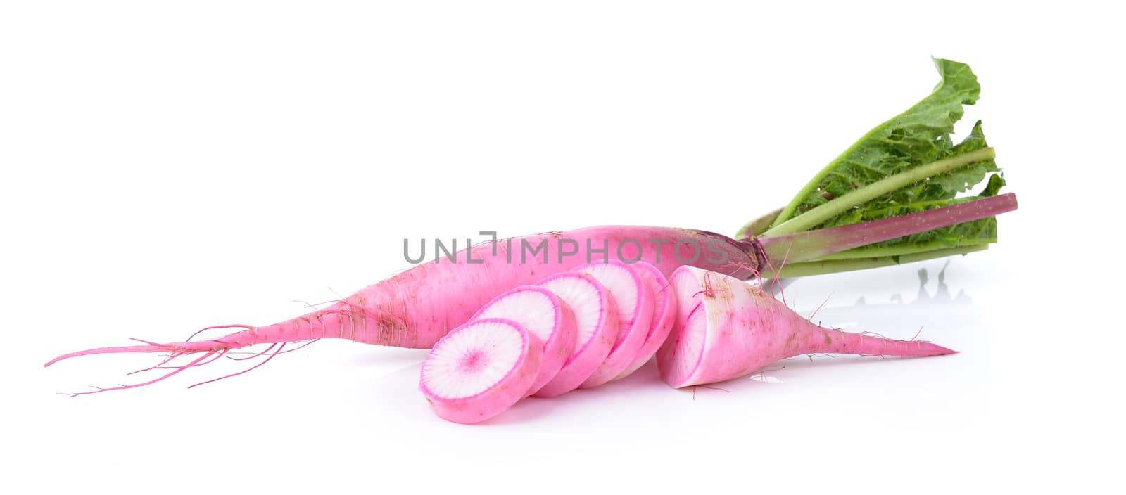  radishes isolated on white background by sommai