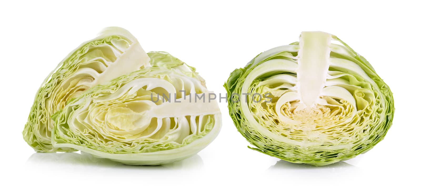 slice cabbage on white background by sommai