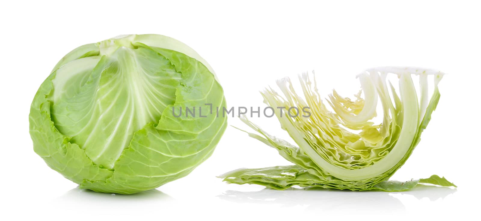 Green cabbage isolated on white background by sommai