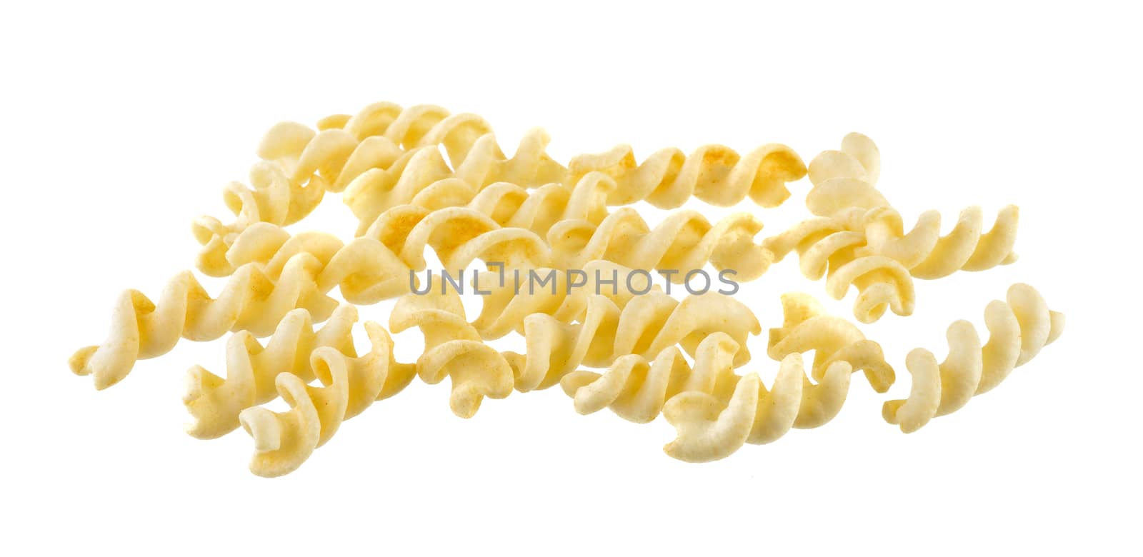 Spiral Potato snack isolate on white background by sommai