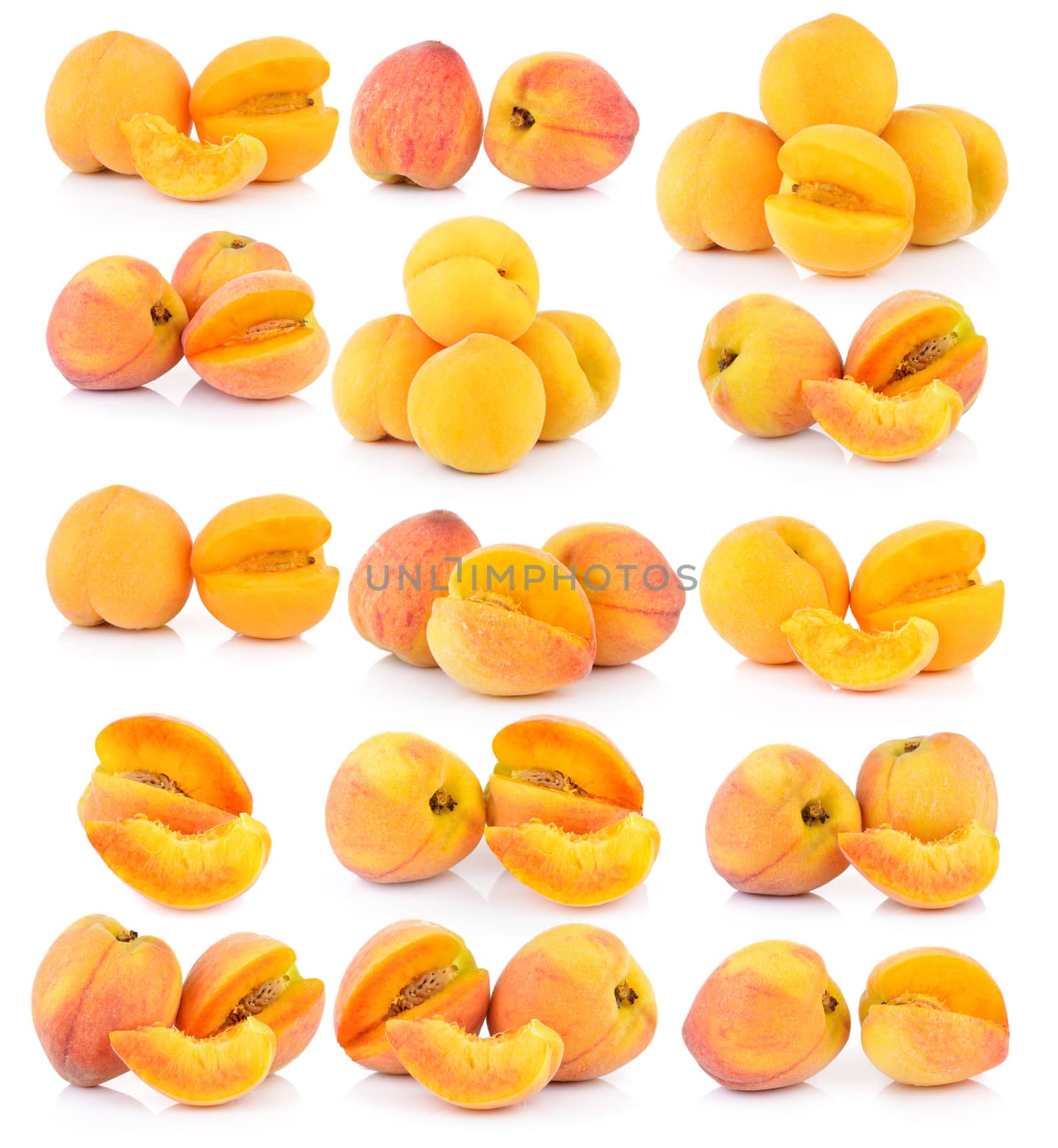 set of Peach on white background by sommai